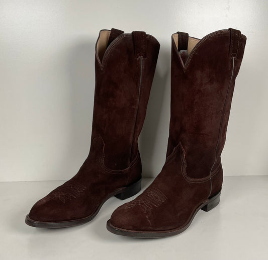Vintage Nocona Pig Skin Suede Cowboy Boots | USA Made | Men’s 9.5 EE