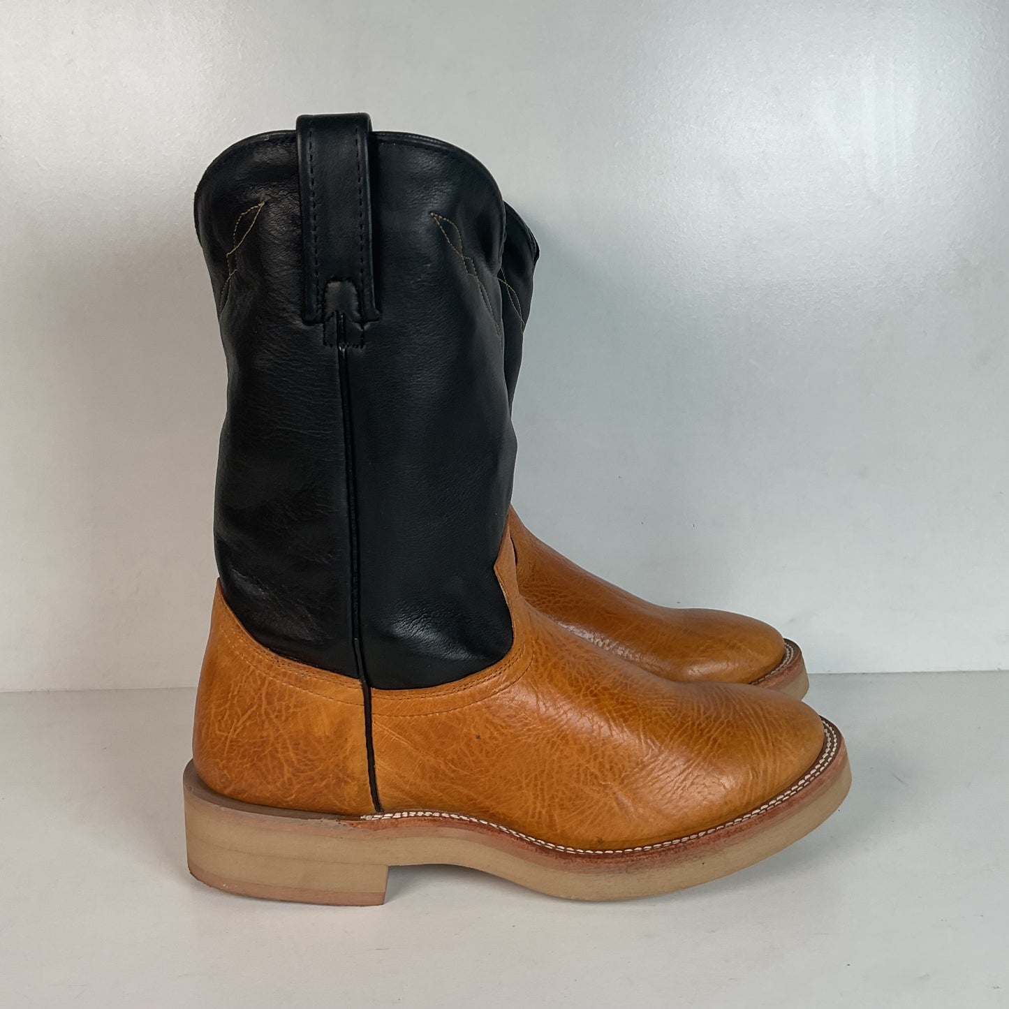 Vintage J. Chisholm Crepe Roper Boots Men’s 8.5 D USA Made