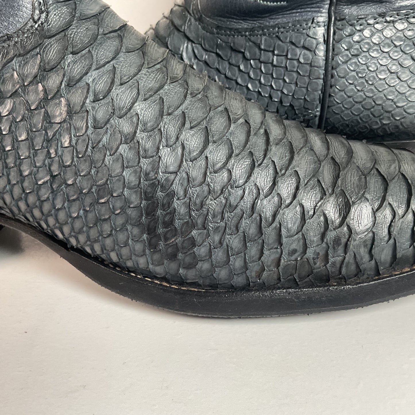 Vintage Nocona Dark Blue Python Snakeskin Cowboy Boots 12 D USA Made