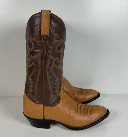 Vintage Panhandle Slim Smooth Ostrich Cowboy Boots | Exotic | Men’s 8 D