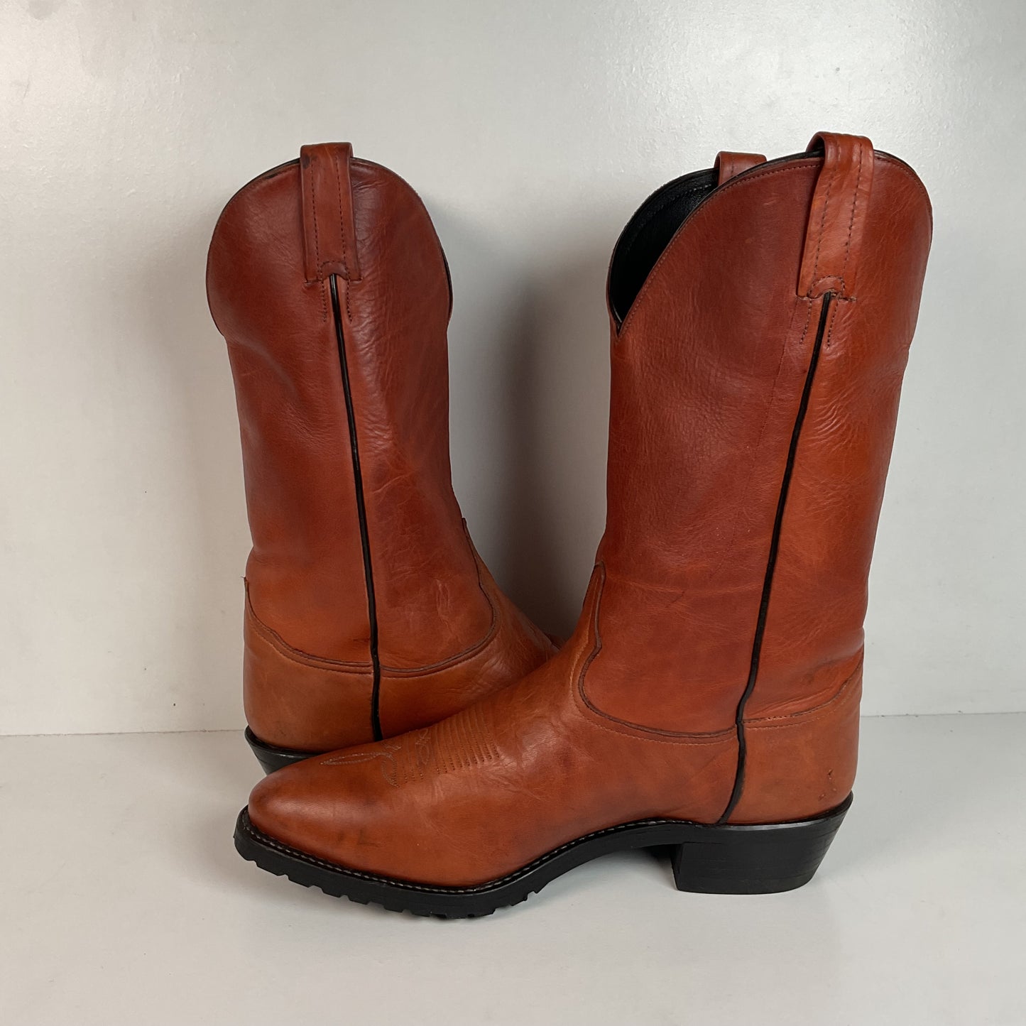 Tony Lama Classic Brown Cowboy Boots | Vibram Lug | 12 D