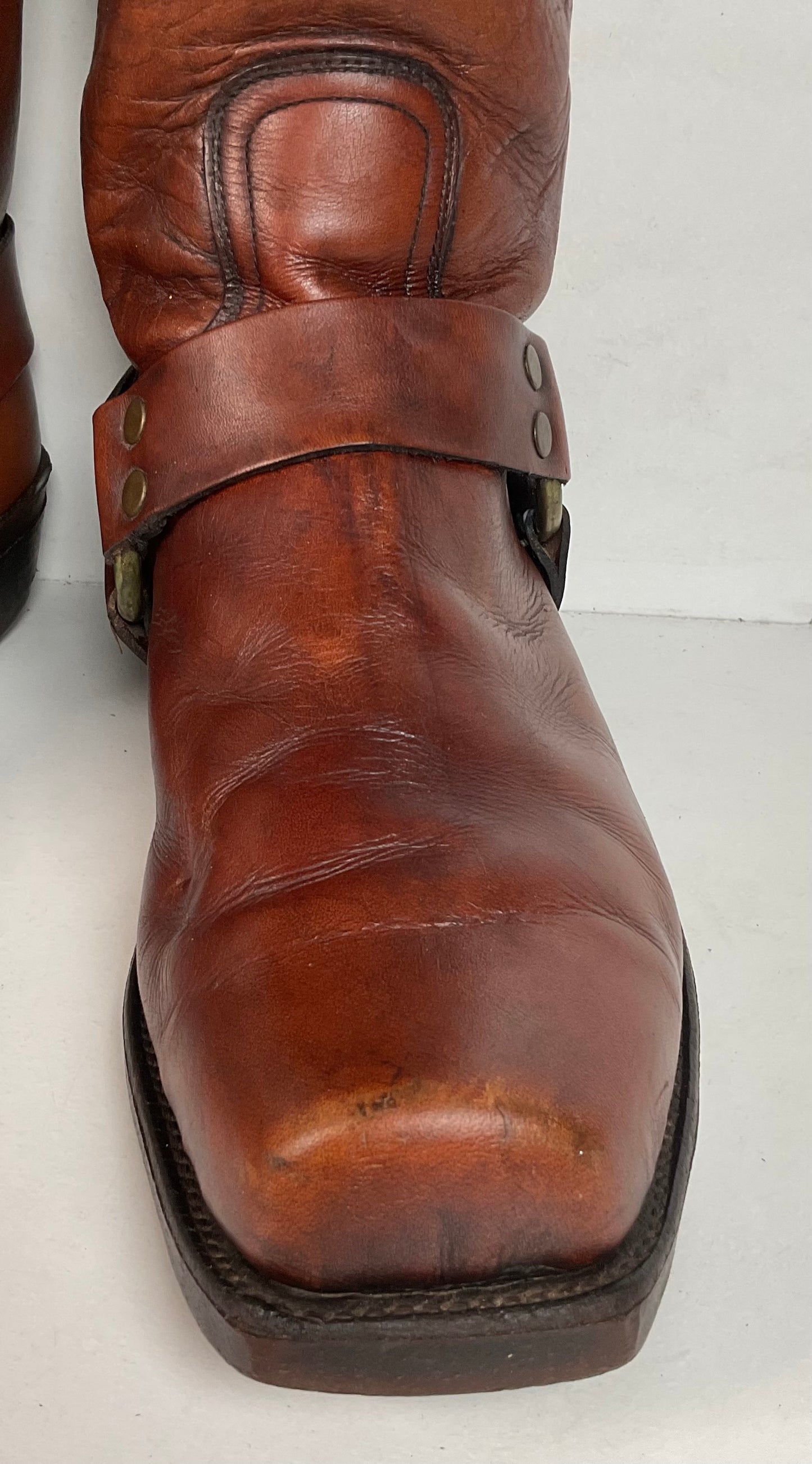Vintage Frye Black Label Harness Boots 10.5 D USA Made