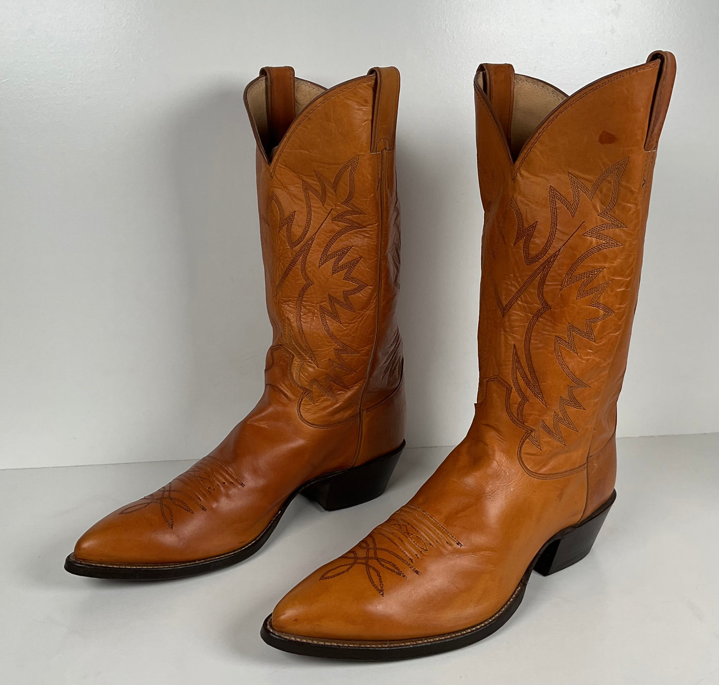 Vintage Justin Calfskin Cowboy Boots | Butterscotch | USA Made | Men’s 10.5 D