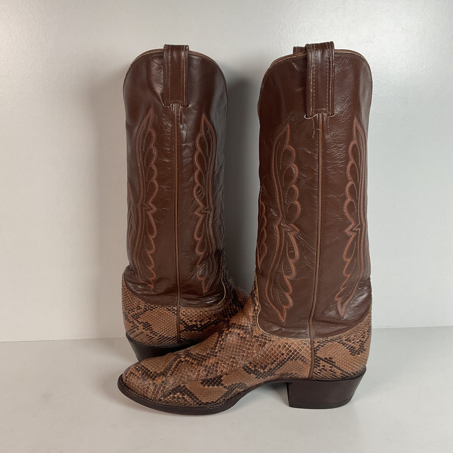 Vintage Tony Lama Python Snakeskin Cowboy Boots | USA Made | Gold Label | 10.5 D