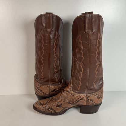 Vintage Tony Lama Python Snakeskin Cowboy Boots | USA Made | Gold Label | 10.5 D