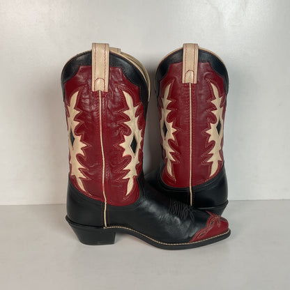 Vintage Dingo Acme Wingtip Cowgirl Boots 7 M USA Made Tooled Inlay