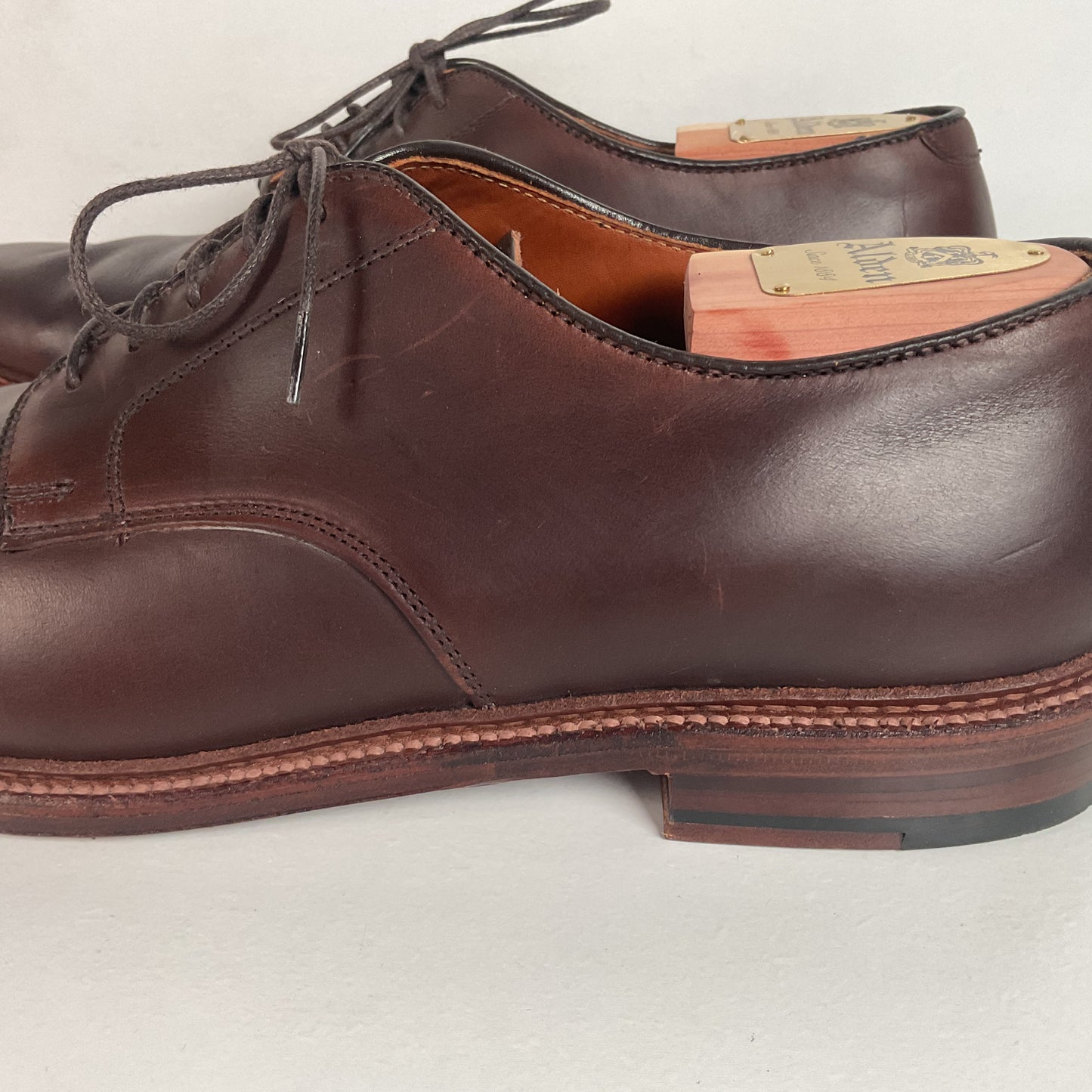 Alden for J. Crew Derby Blucher Shoes 12 D Cigar Brown