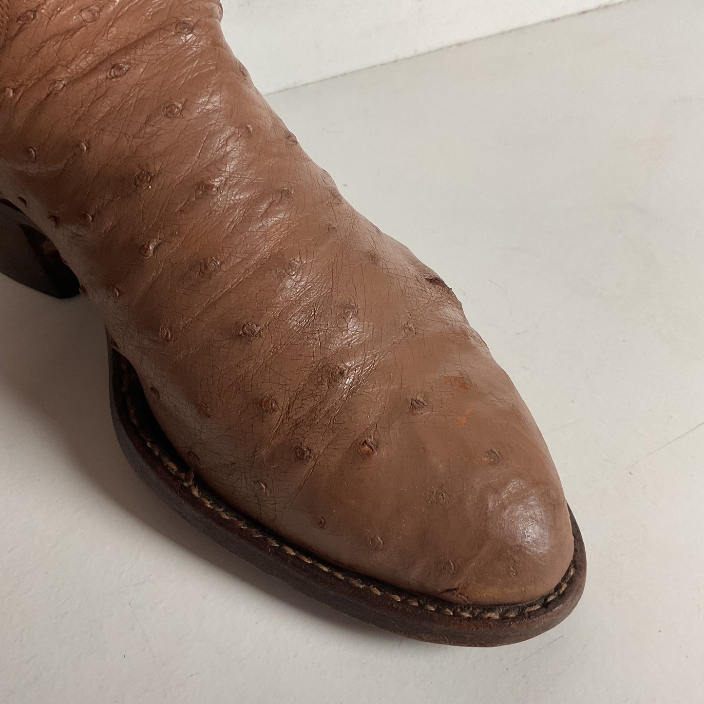 Vintage M.L. Leddy Full Ostrich Quill Cowboy Boots Custom Thrashed