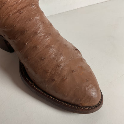 Vintage M.L. Leddy Full Ostrich Quill Cowboy Boots Custom Thrashed