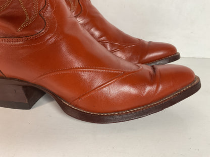 Vintage Justin Burnt Orange Cowgirl Boots 7 C USA Made