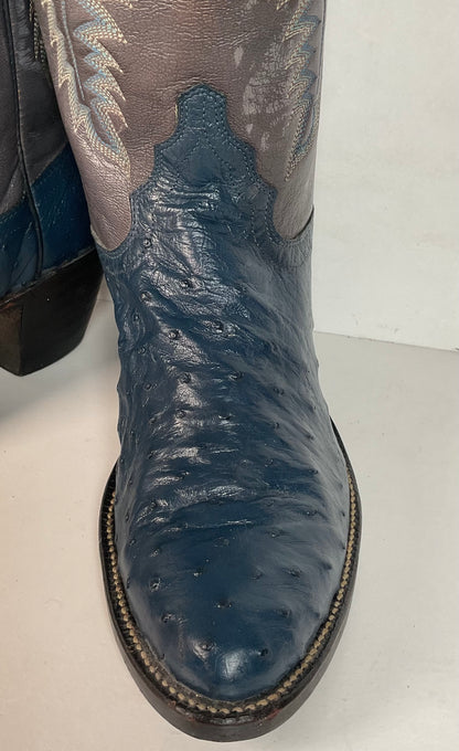 Vintage Justin Ostrich Quill Cowgirl Boots | USA Made | Royal Blue | Women’s 6.5 B