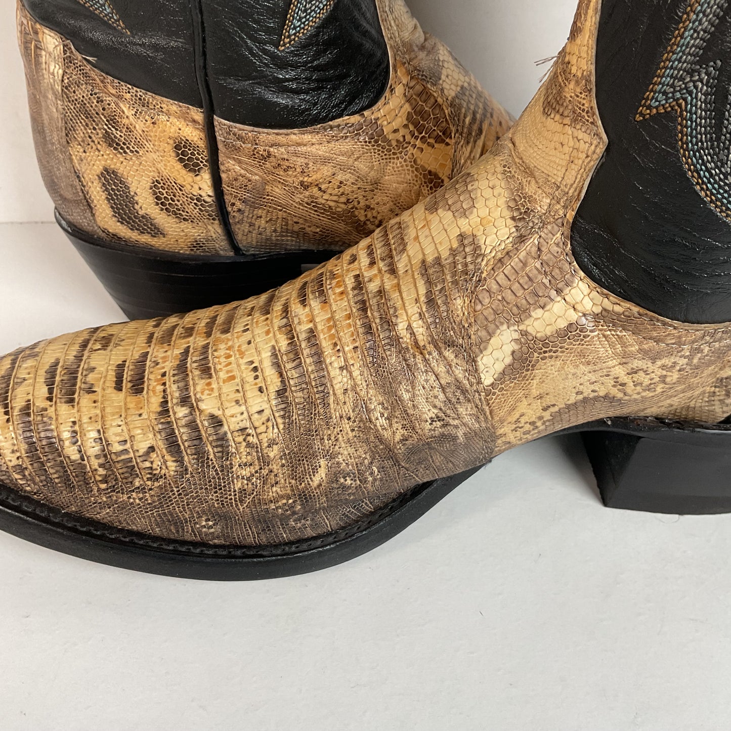 Vintage Tony Lama Natural Lizard Cowboy Boots 8.5 D USA Made