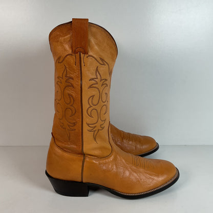 Vintage Nocona Pig Skin Cowboy Boots | Boar | Butterscotch | USA Made | 10.5 EE