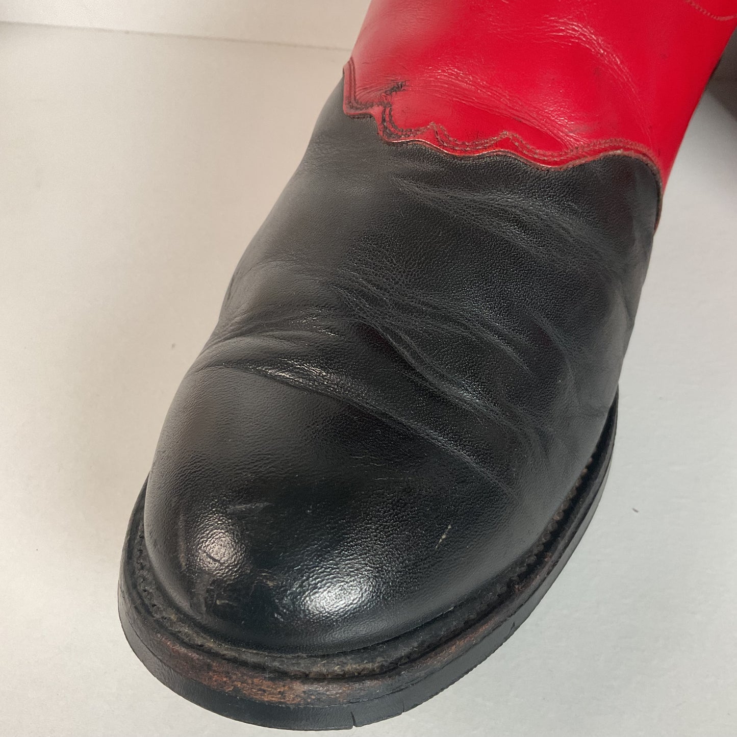 Olathe Western Roper Boots | Red & Black Calf | USA Made | Men’s 9 D