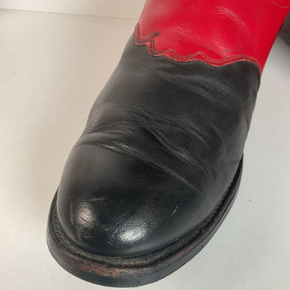Olathe Western Roper Boots | Red & Black Calf | USA Made | Men’s 9 D