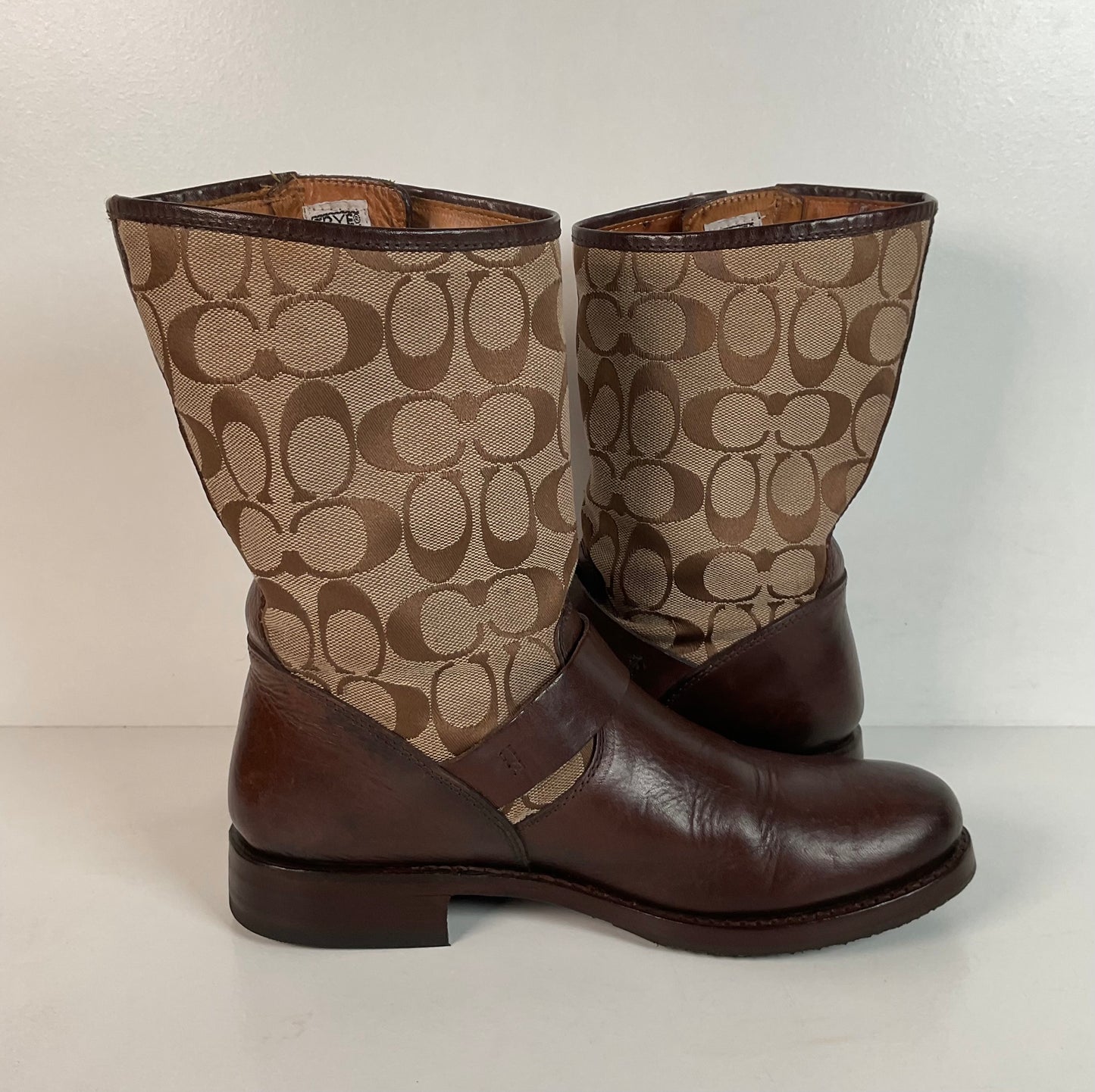 Frye for Coach Veronica Canvas Boots | Shorty | Engineer | 8 B