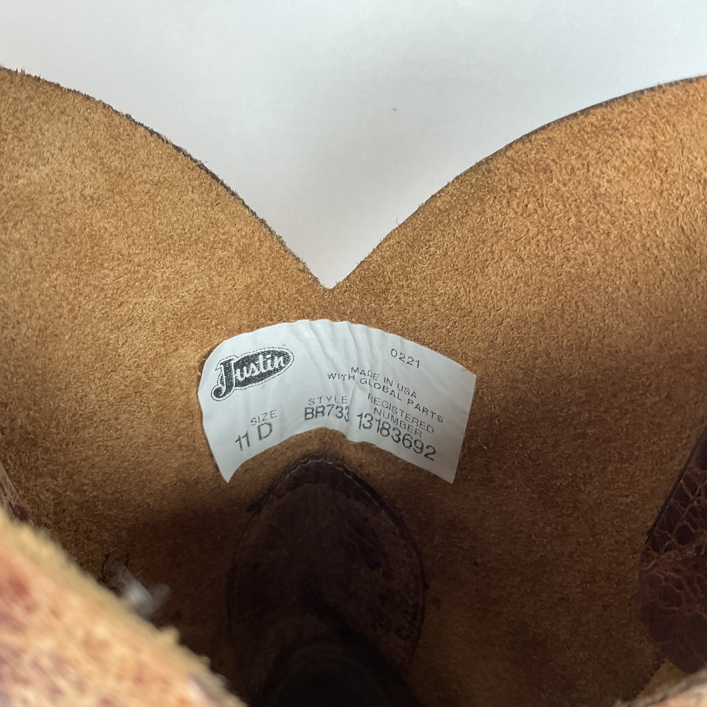 Justin Tan Road Cowboy Boots | Bent Rail | USA Made | Square Toe | Men’s 11 D