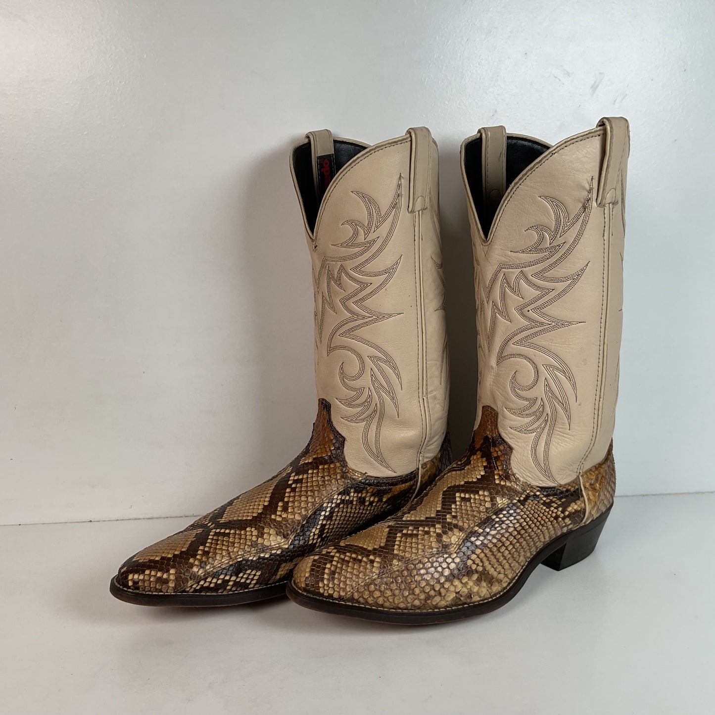 Vintage Laredo Front Cut Python Cowboy Boots 12 D USA Made Snakeskin