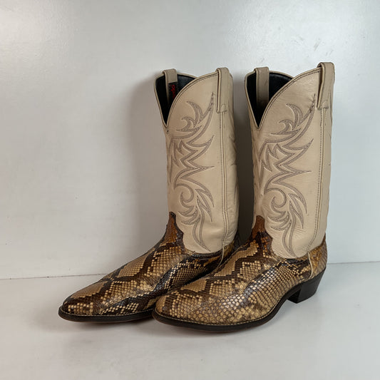 Vintage Laredo Front Cut Python Cowboy Boots 12 D USA Made Snakeskin
