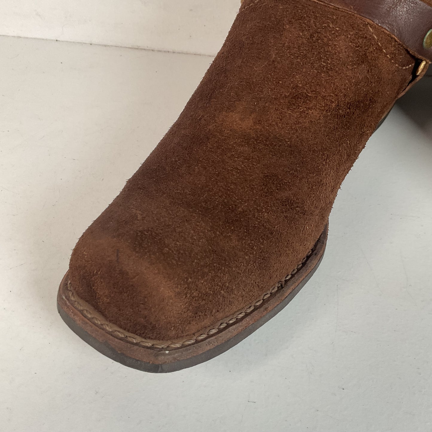 1970s Sears Chocolate Suede Harness Boots Men’s 10 B (Narrow) USA Made
