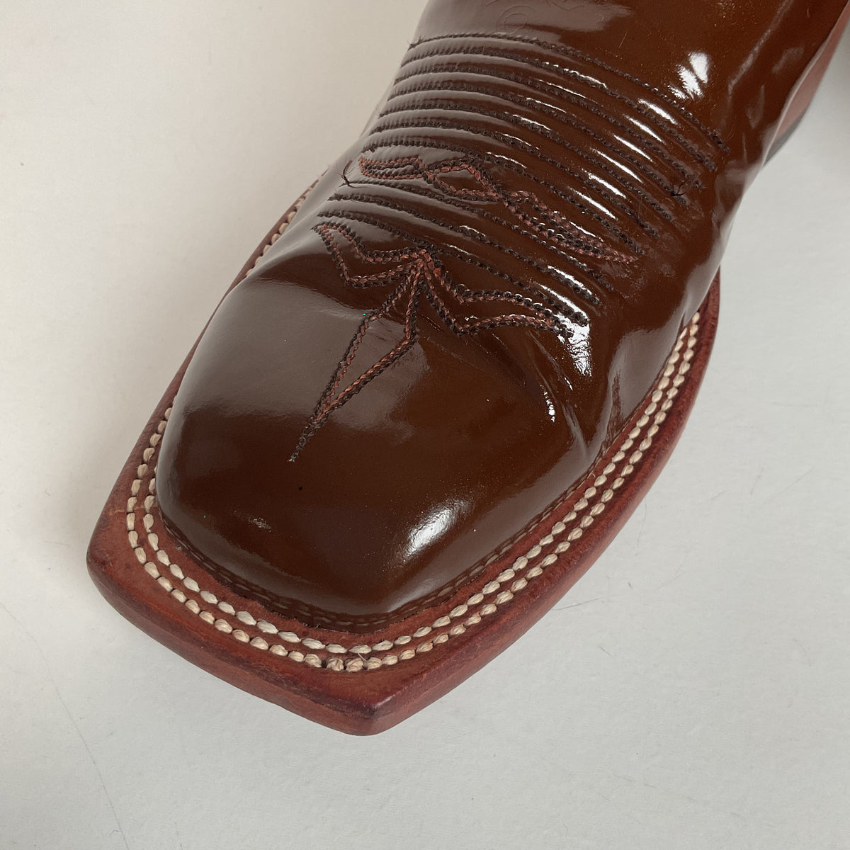 Lucchese 2000 Patent Leather Cowgirl Boots | Square Toe | Brown | USA Made | 6.5 C