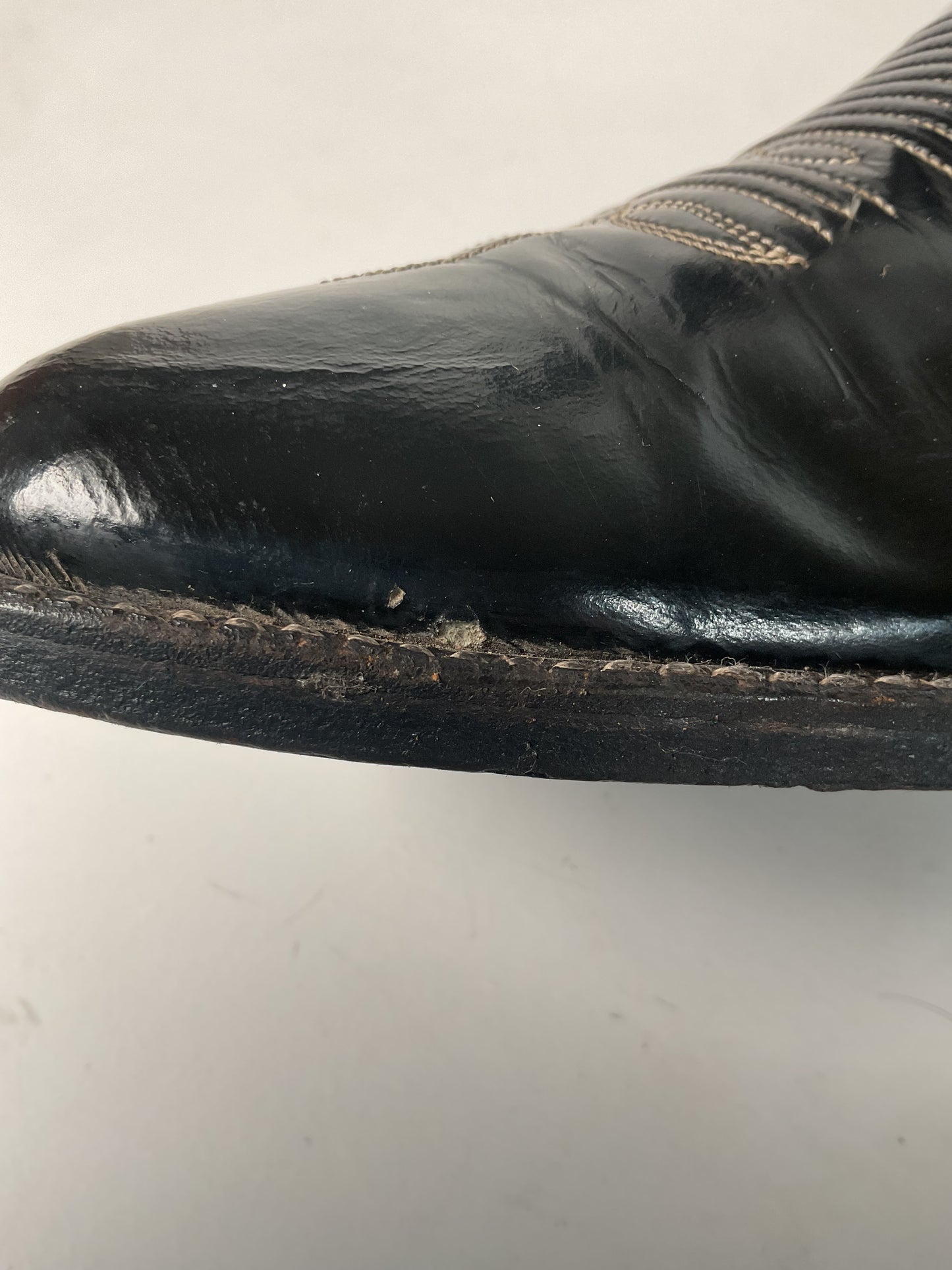 Late 1960s Tony Lama Patent Leather Cowboy Boots 10.5 D Glossy USA Made