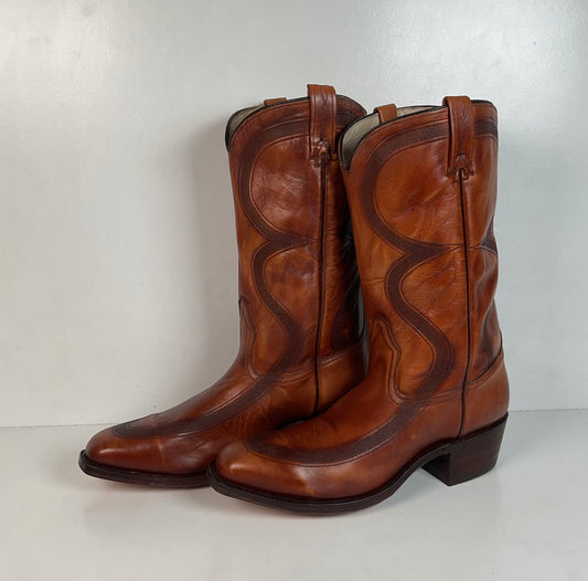 Vintage Dan Post French Toe Cowboy Boots | 1970s | 10.5 D