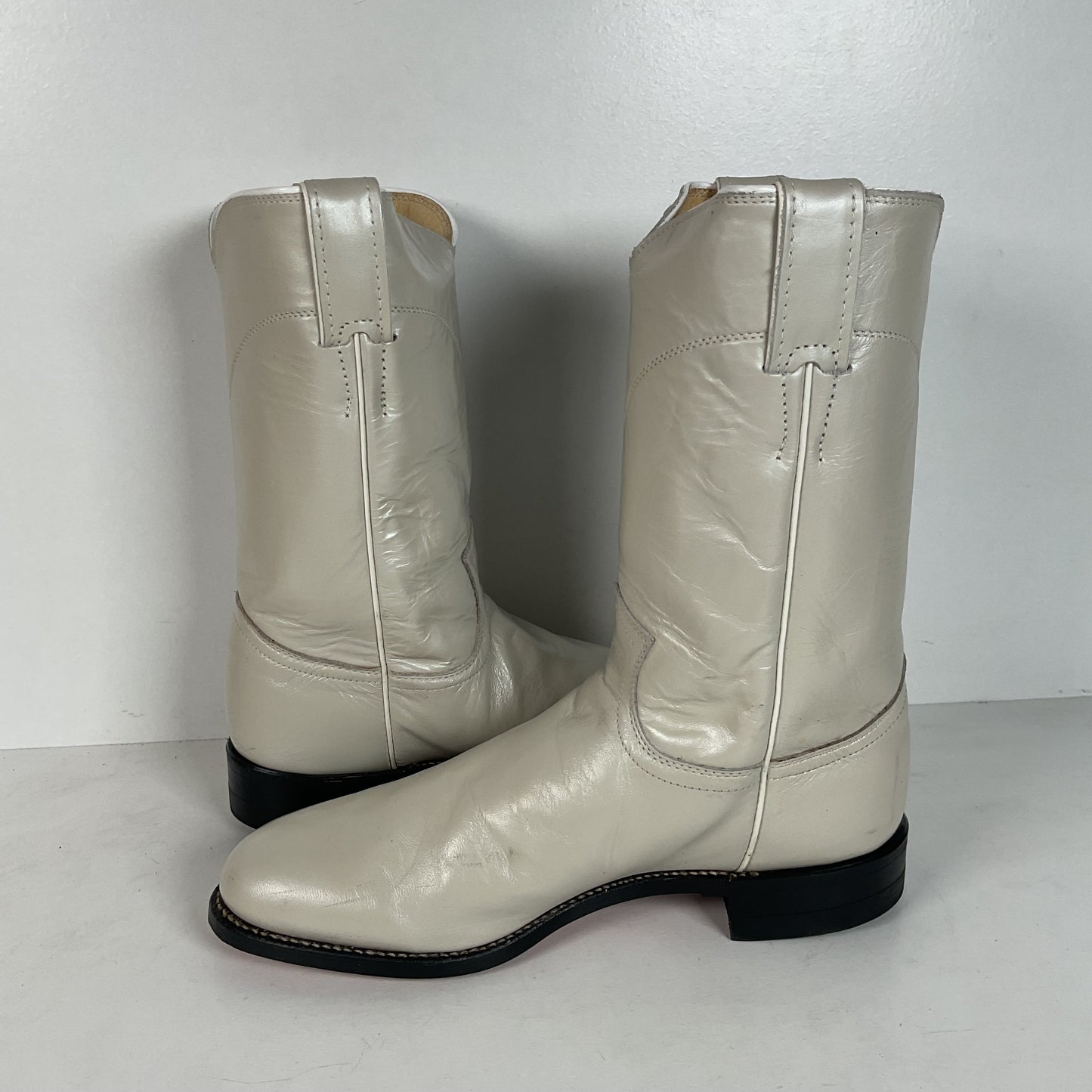 Justin Pearl White Roper Boots | Cowgirl | USA Made | Women’s 7.5 B