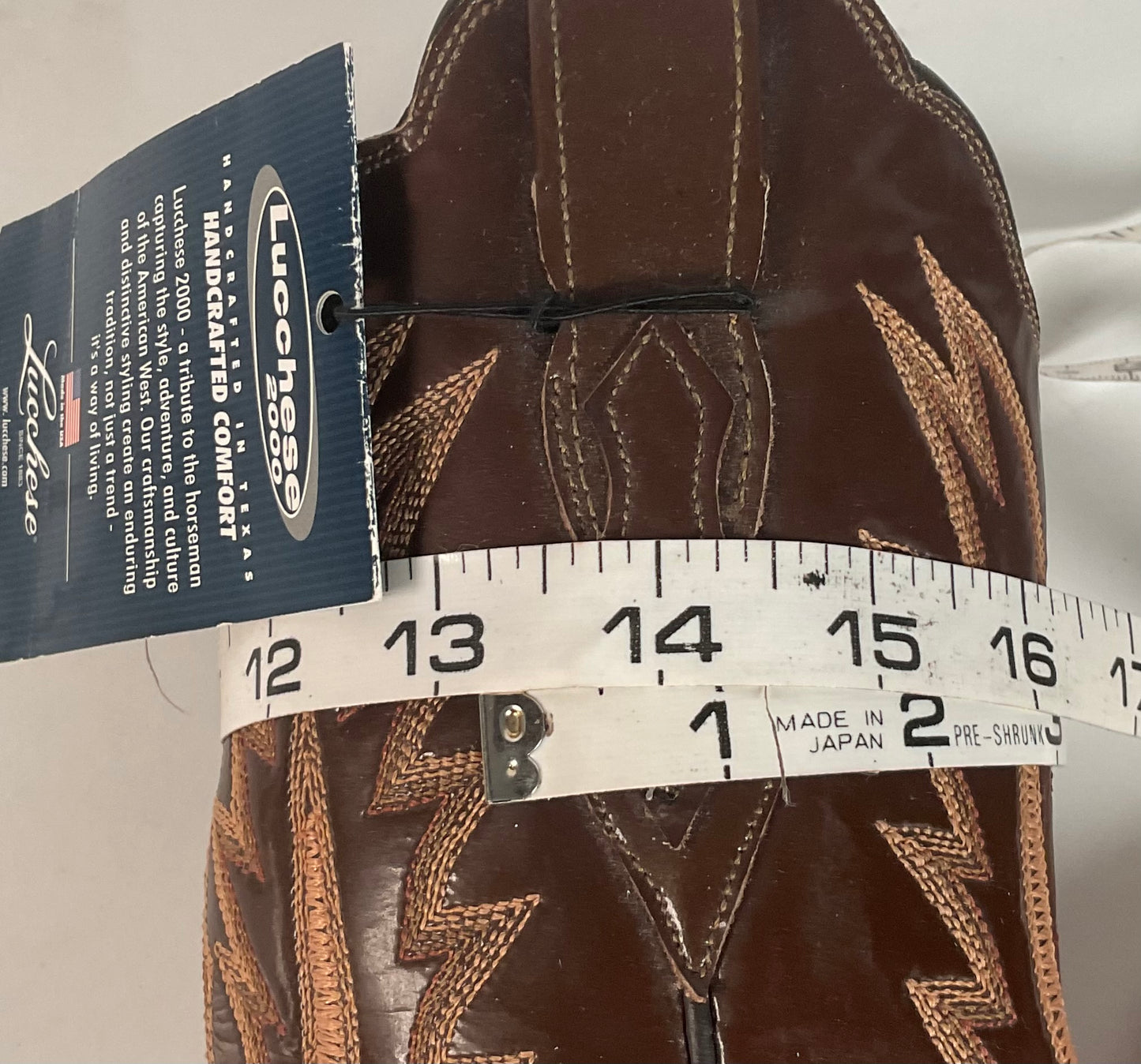 Lucchese 2000 Patent Leather Cowgirl Boots | Square Toe | Brown | USA Made | 6.5