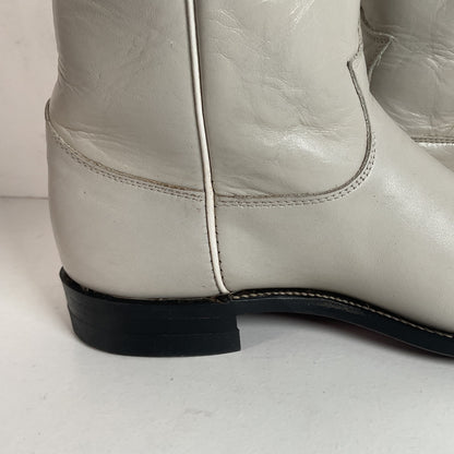 Justin Pearl White Roper Boots 8 C USA Made