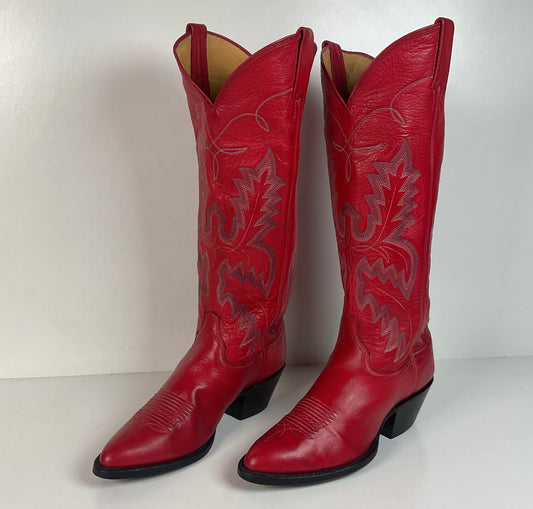 Vintage Panhandle Slim Tall Cowgirl Boots | Red Deer Tan | Women’s 6.5 B