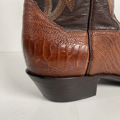 Vintage Panhandle Slim Ostrich Leg Cowboy Boots | Exotic | Brown | Men’s 8 D