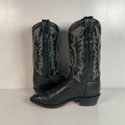 Tony Lama Smooth, Pin Quill Ostrich Cowboy Boots 8.5 EE Wingtip Exotic USA