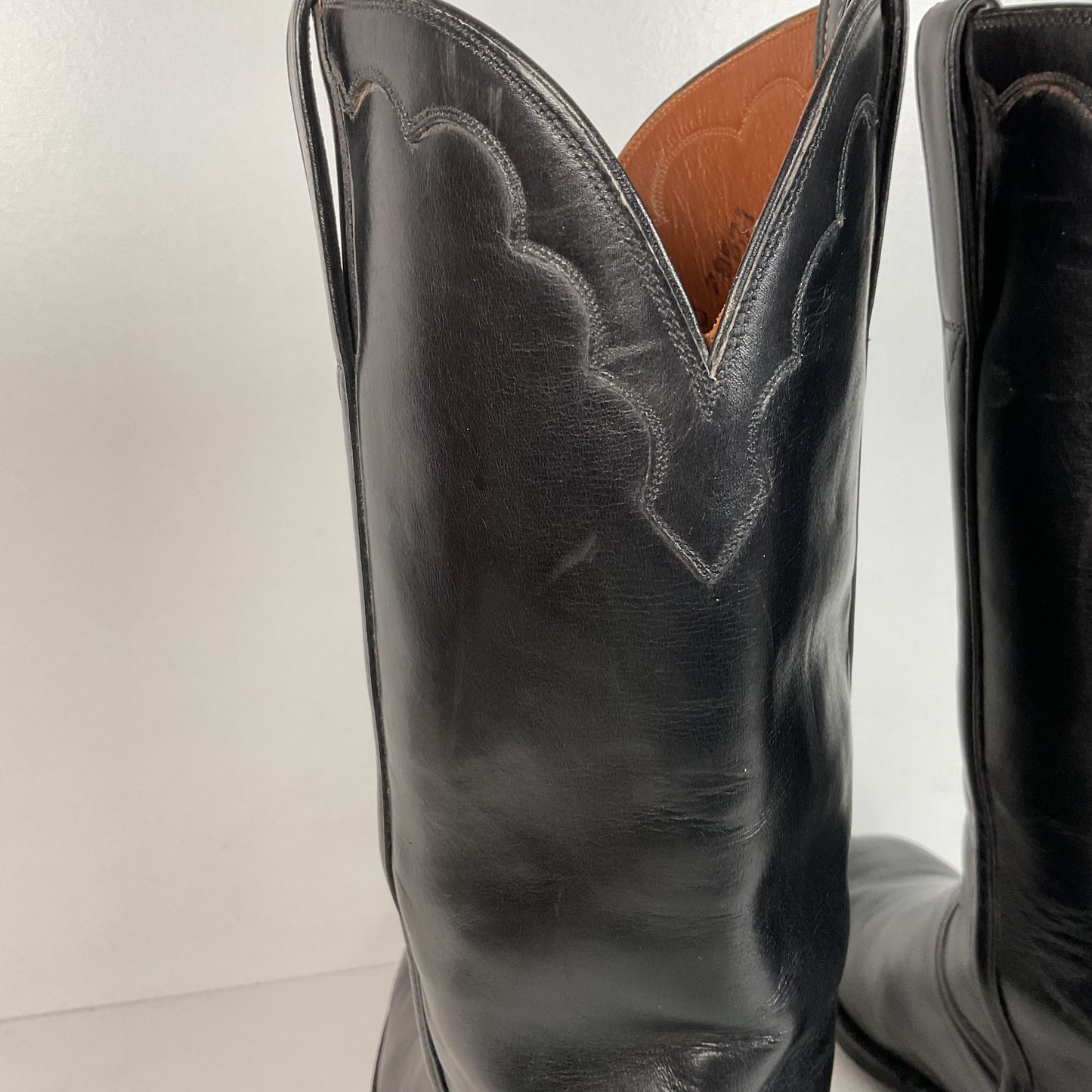 Vintage Lucchese French Toe Cowboy Boots | Black Calf | USA Made | Men’s 11 C