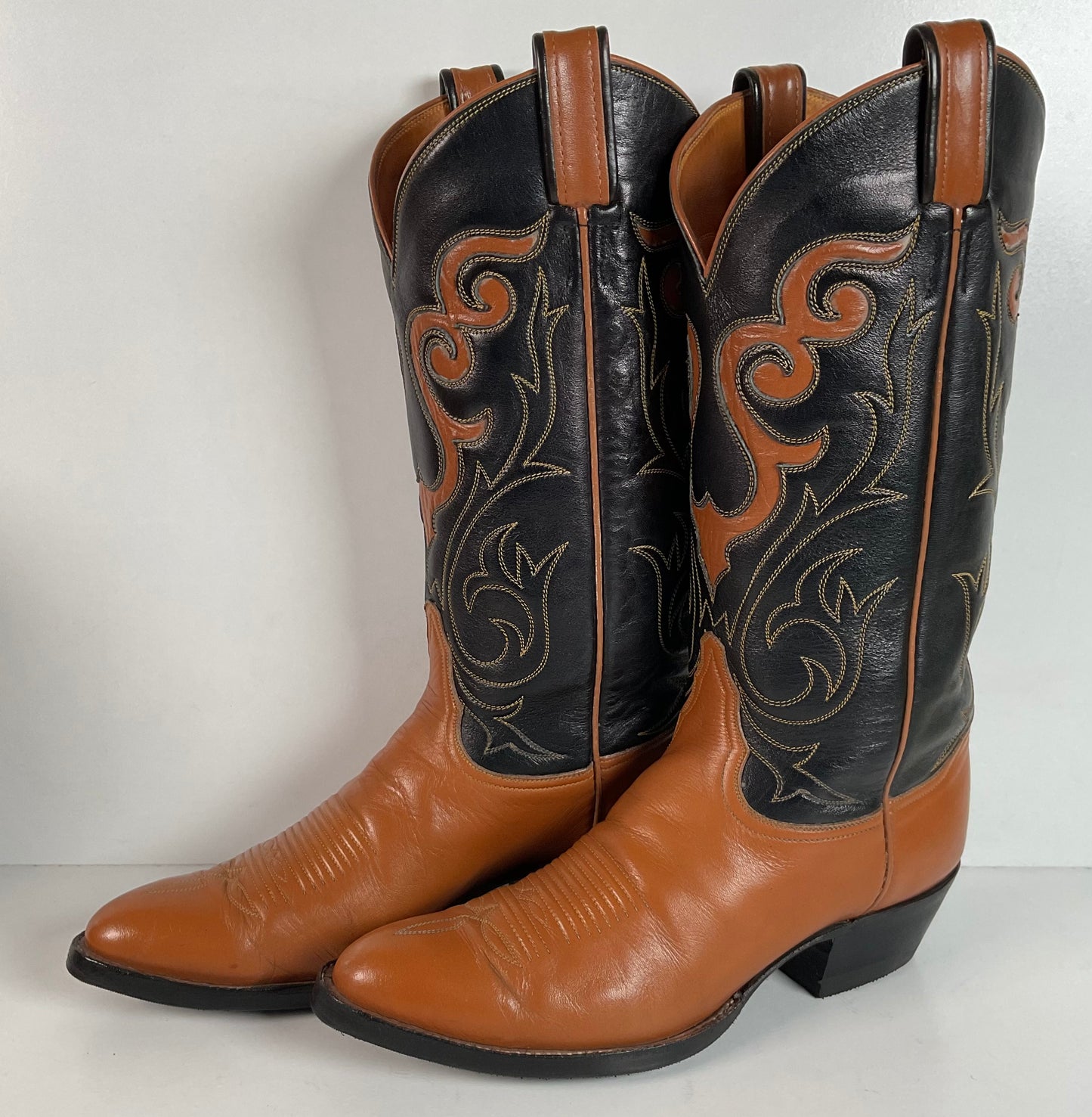 Vintage 60s Tony Lama Longhorn Cowboy Boots Men’s 8.5 | Women’s 10 Gold Label