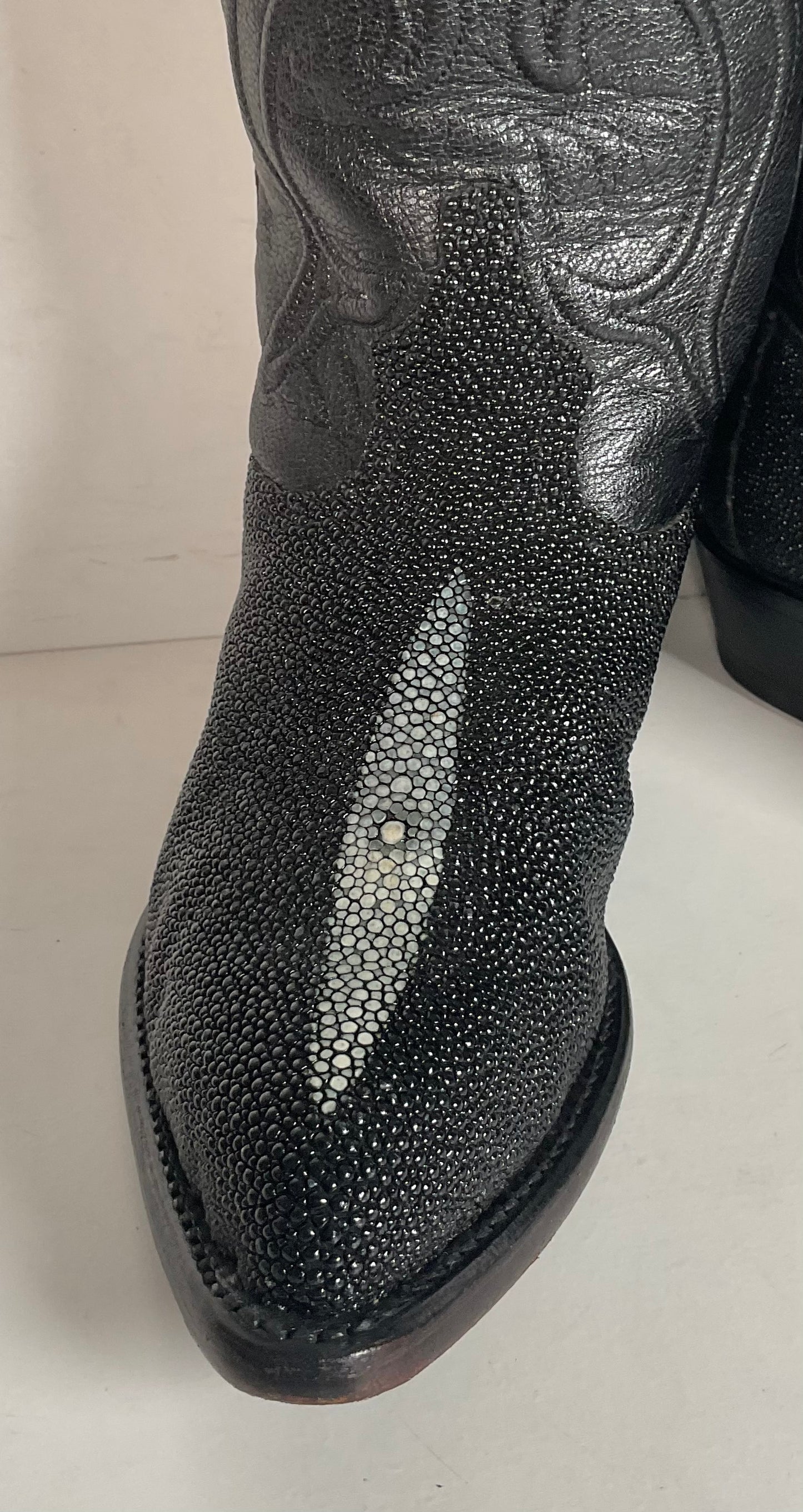 Los Altos Exotic Sea Stingray Cowgirl Boots 8 M Classic Black