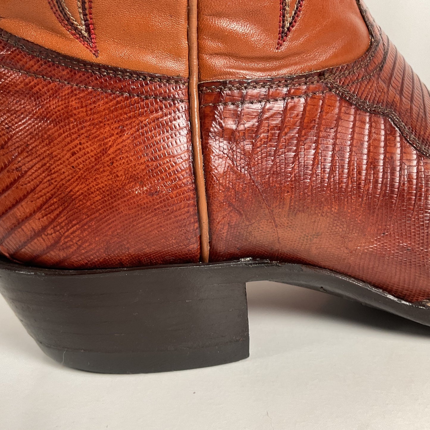 Vintage Hondo Cowboy Boots | Pieced Teju Lizard | Extra Wide | 10 EE