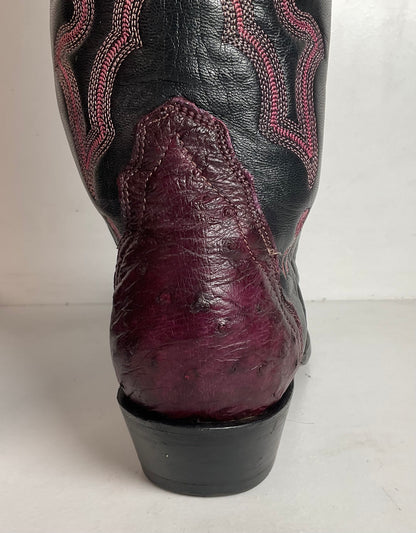 Corral Plum Ostrich Quill Cowgirl Boots 8 M Exotic Triad