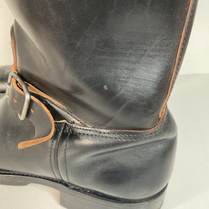 Black Sign Aviator Boots | Horse Hide Engineer | Men’s 10