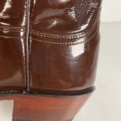 Lucchese Patent Leather Cowgirl Boots | Brown | Women’s 10