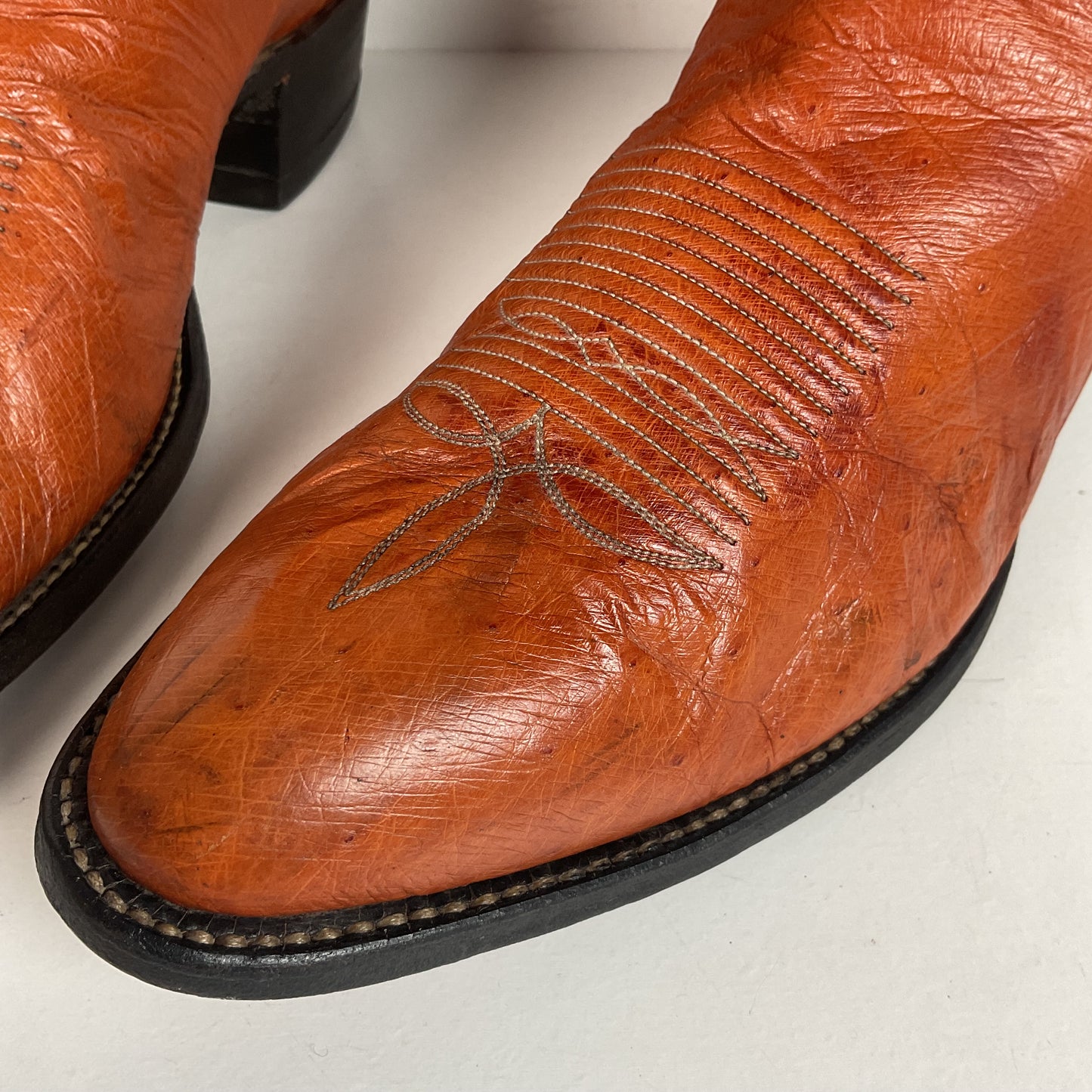 Vintage Tony Lama Smooth Ostrich Cowboy Boots | 1970s | Gold Label | Men’s 12 B