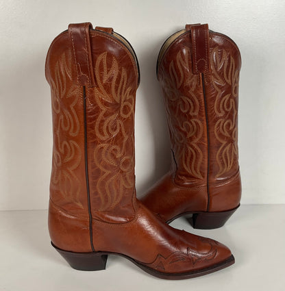 Vintage J. Chisholm Cowgirl Boots | Wingtip | USA made | Brown | Women’s 6.5