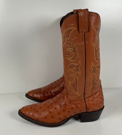 Justin Full Ostrich Quill Cowboy Boots | Exotic | USA Made | Men’s 10 D