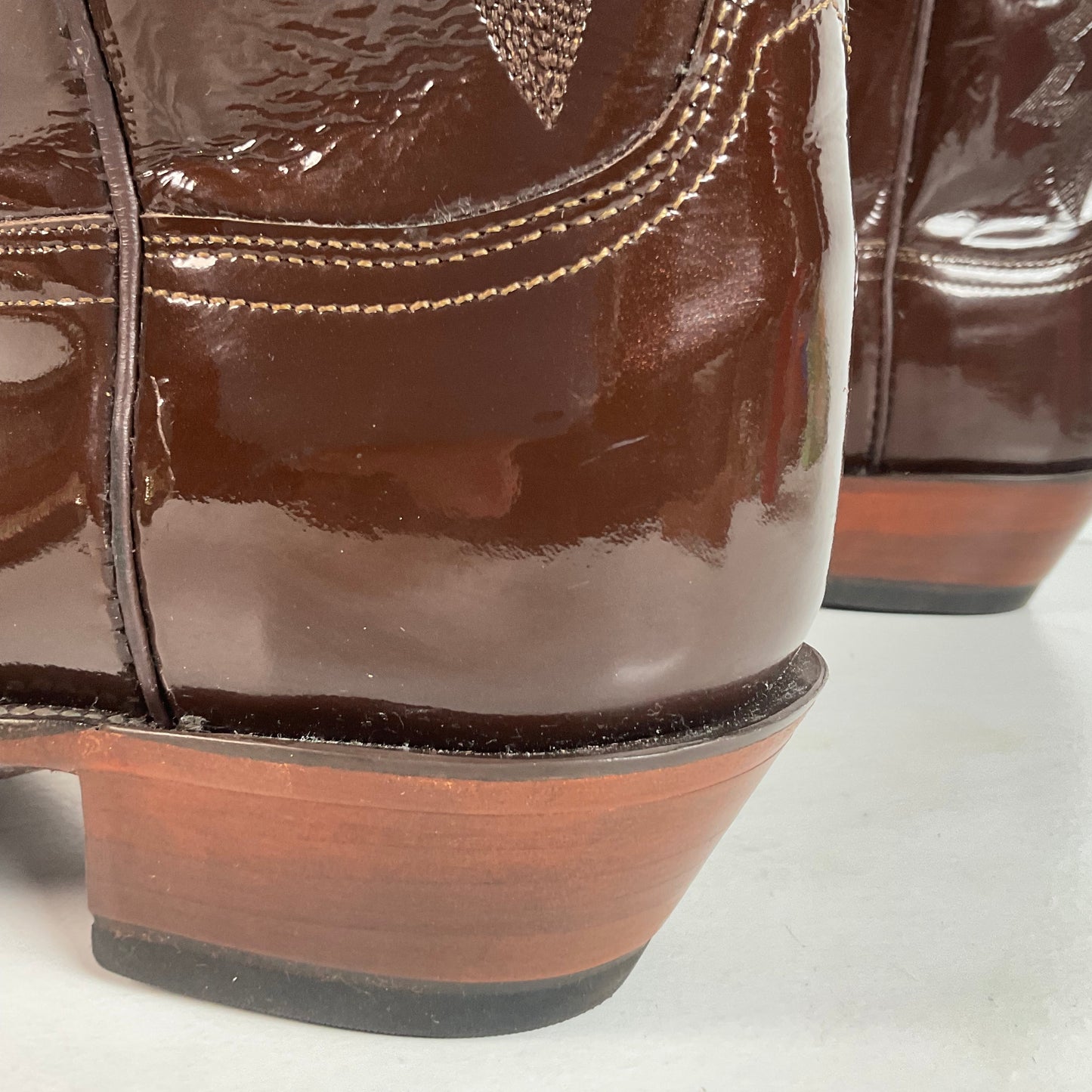 Lucchese Patent Leather Cowgirl Boots | Brown | Women’s 10