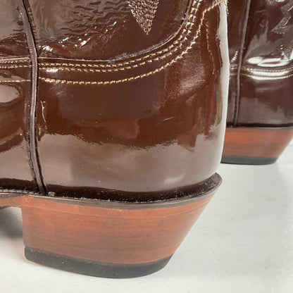Lucchese Patent Leather Cowgirl Boots | Brown | Women’s 10