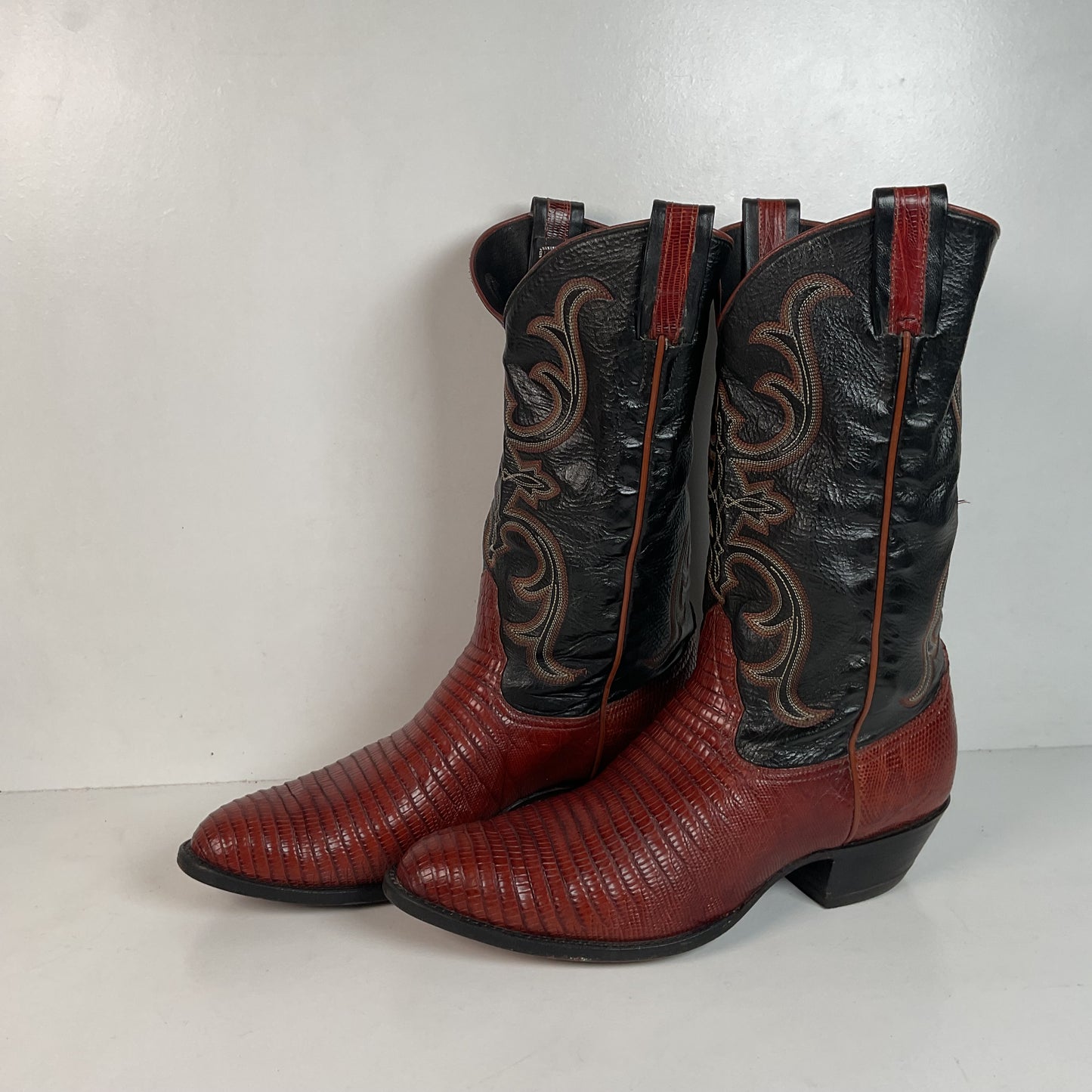 Larry Mahan Teju Lizard Cowboy Boots 10 EE Peanut Brittle