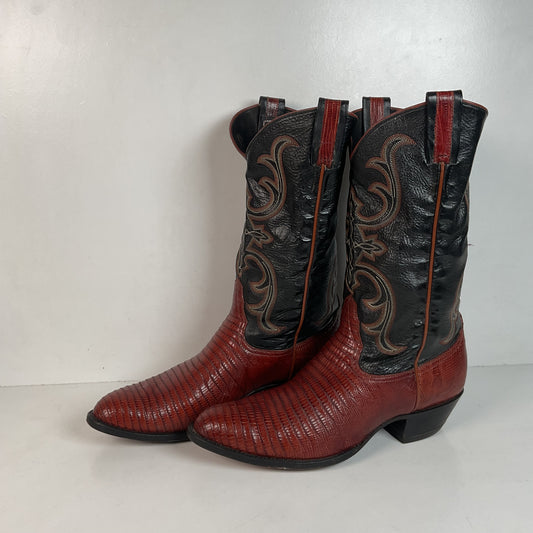 Larry Mahan Teju Lizard Cowboy Boots 10 EE Peanut Brittle
