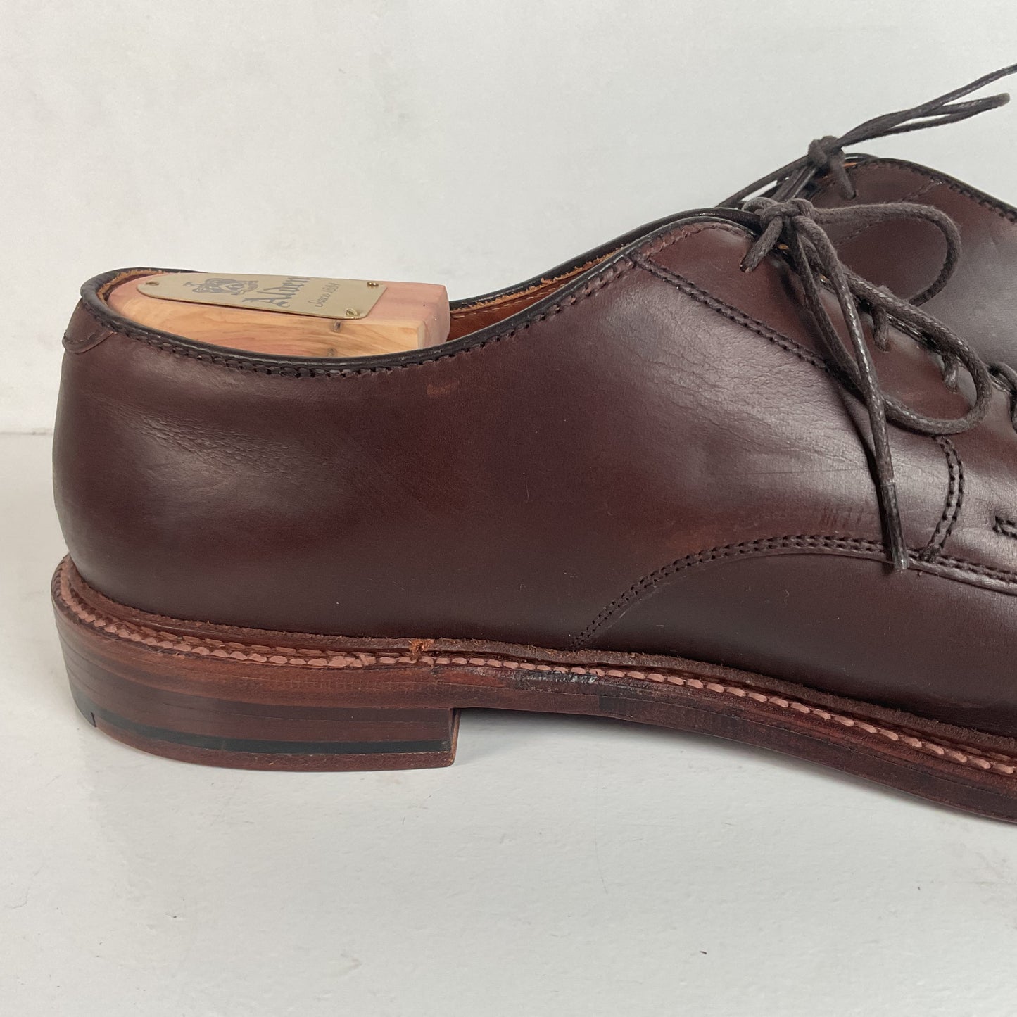 Alden for J. Crew Derby Blucher Shoes 12 D Cigar Brown