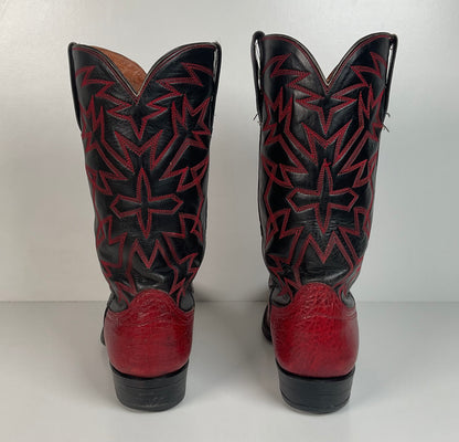 Vintage Cowtown Algonquin Toe Cowboy Boots | Pre-Ban Sea Turtle | Red | Men’s 8 D