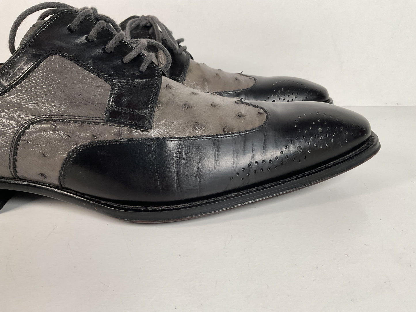 Mezlan Ostrich Quill Medallion Shoes | Derby | Exotic | Men’s 9.5 M